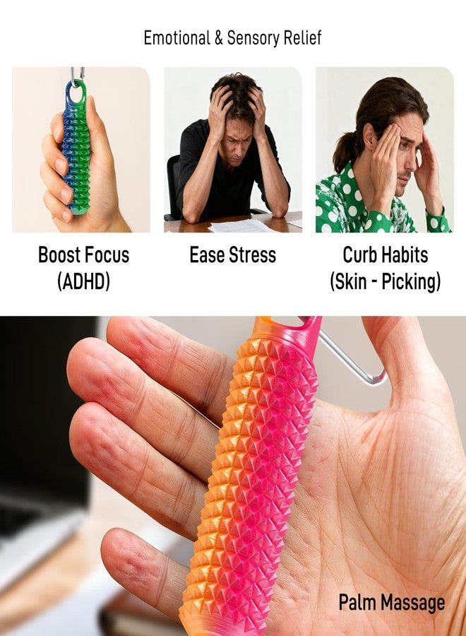 Omilly 2 Pack Little Ouchies Pain Fidget Toy with Adjustable Weight & Carabiner, 3D Printed Spiky Sensory Keychain for Anxiety Relief and Focus - Portable Stress Relief Tool for Adults, Teens, Skin Picking - Image 4